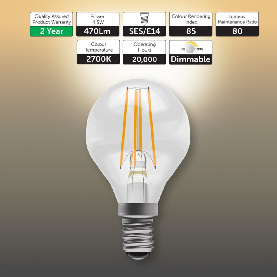image 1 of BELL Lighting E14 Dimmable LED Filament Golf Ball 4.7W Light Bulb Warm White 2700K