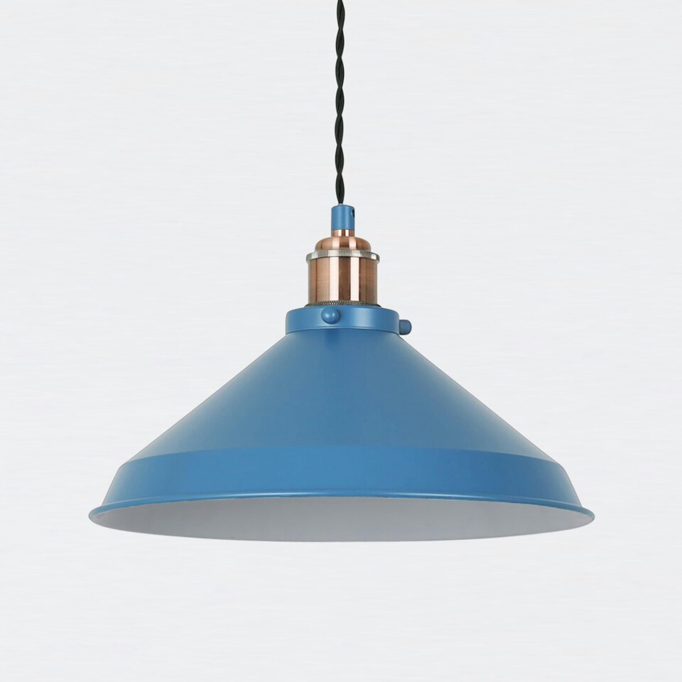 image 1 of First Choice Lighting Set of 2 Maxwell Mirage Blue Brushed Copper Ceiling Pendant Lights Blue | Copper