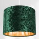 image 5 of Modern Green Crushed Velvet 10 Inch Table-Pendant Lampshade with Shiny Copper Inner | Green