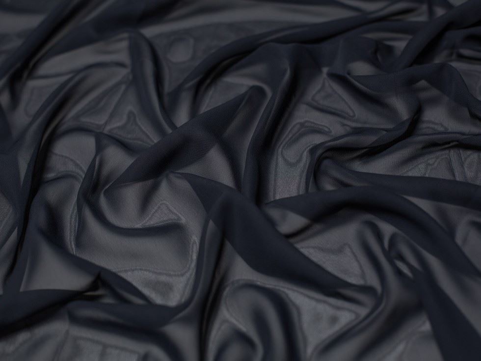 Minerva Core Range Navy Sheer Chiffon Fabric for Dressmaking, 145cm / 57" Wide - per metre