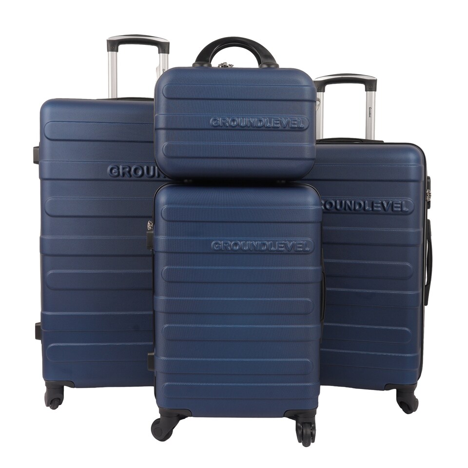 image 1 of Groundlevel 4 Piece Regency Hard Shell Travel Luggage Trolley Set | Blue | Navy