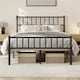 image 2 of Yaheetech 4ft6 Double Metal Bed Frame with Slatted Headboard Black
