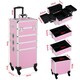 image 3 of Yaheetech 4-In-1 Rolling Makeup Trolley Case Aluminum Black | Pink