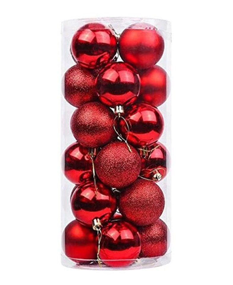 image 1 of 30mm/12Pcs Christmas Baubles Shatterproof Red,Tree Decorations