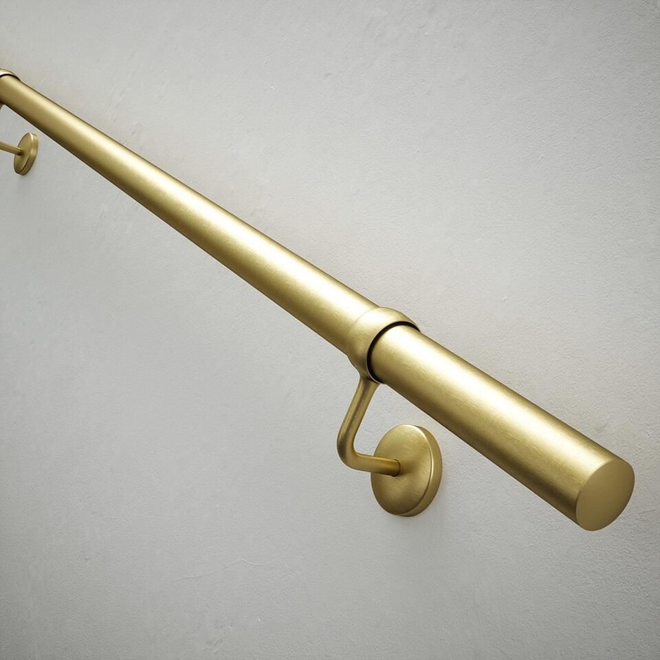 image 1 of Rothley Easy Assembly Stair Handrail Kit Satin Brass 3.6m
