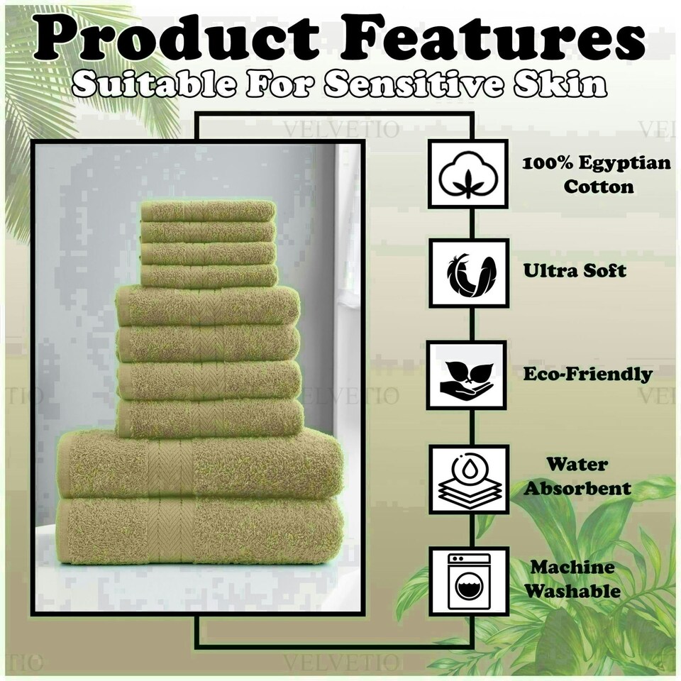 image 1 of VELVETIO 10 Piece Towel Bale Set Toronto Stripe Pattern - 100% Cotton, 450 GSM Cream | Mocha