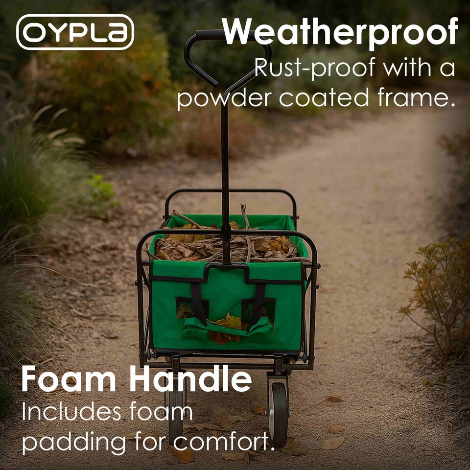 image 1 of Green Heavy Duty Foldable Garden Festival Trolley Cart Wagon Truck