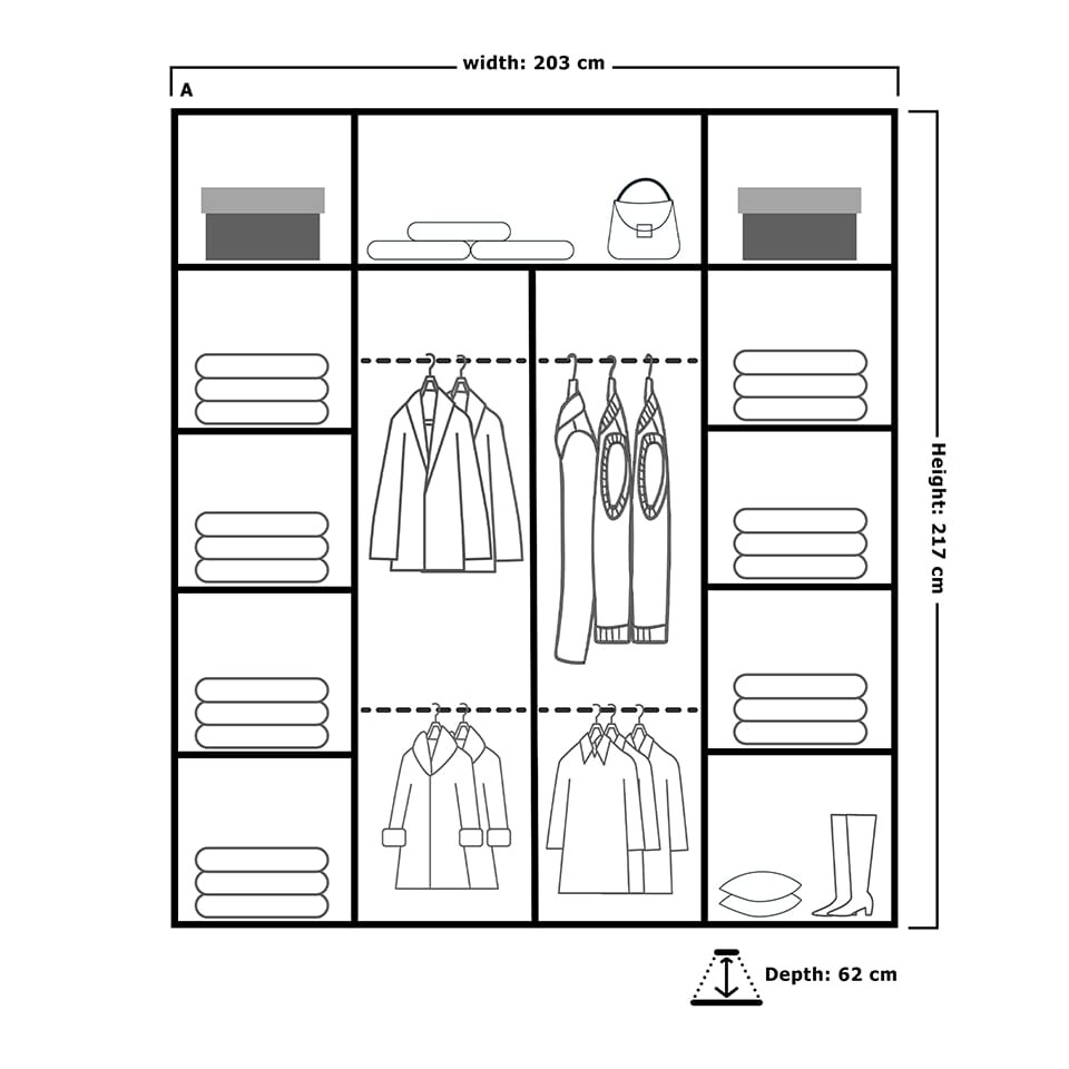 image 1 of Sliding Wardrobes 4U Modern Vertical Panelled Mirror Sliding Wardrobe – 150cm to 250cm, White, Black, Grey, Oak | Grey | Grey 203cm