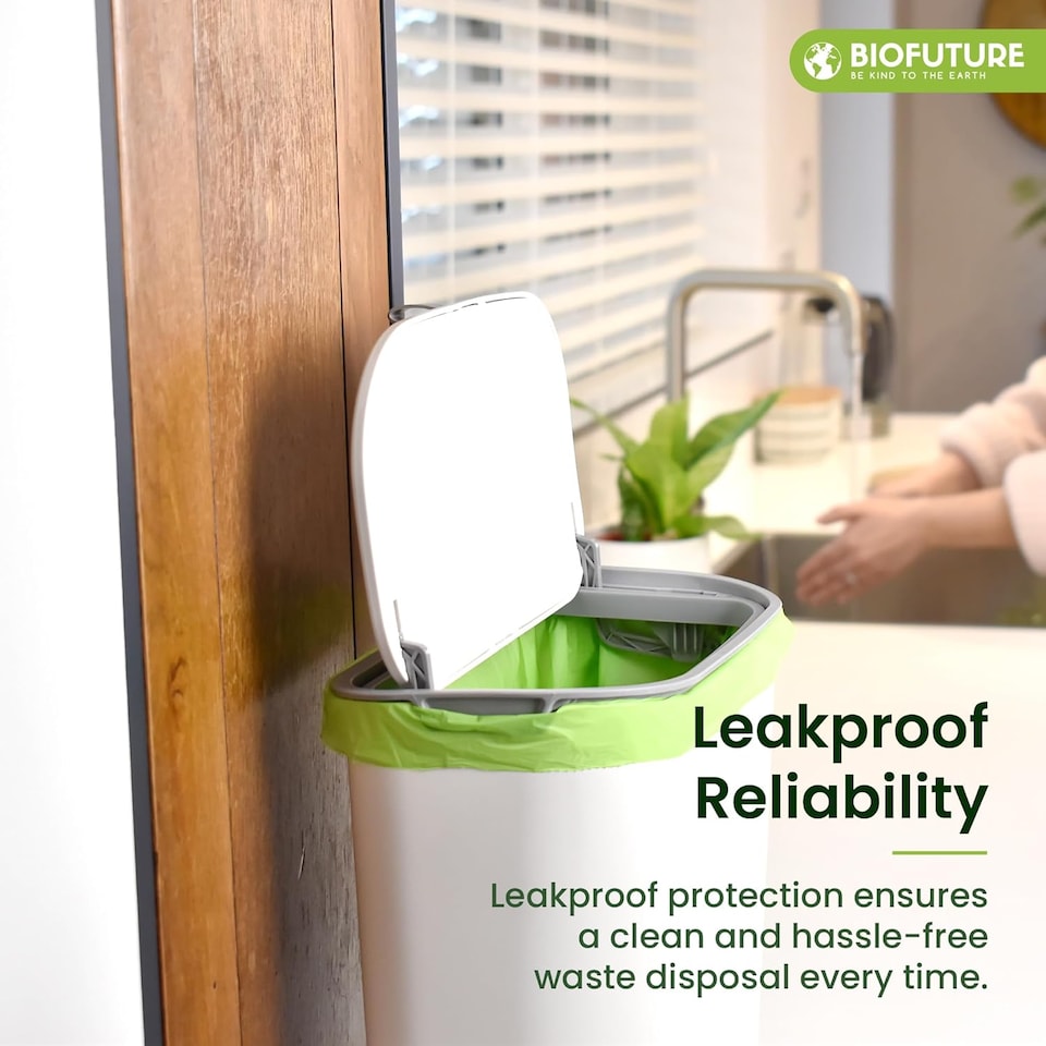 image 1 of Biofuture 10L x 150 Compostable Bin Liners | Home Compostable & Council Approved | Fits 9-11L Kitchen Food Waste Bins | EN13432 Certified & TUV Certified