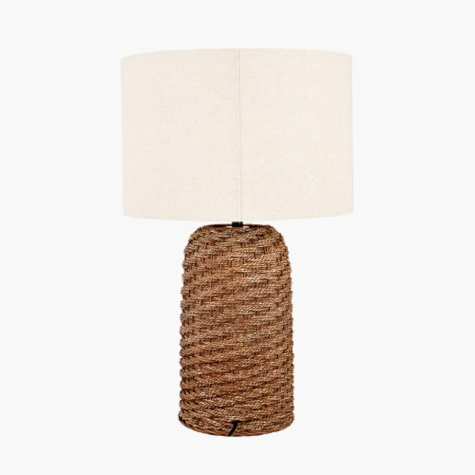 image 1 of Natural Woven Seagrass Table Lamp | Brown | Brown | 1
