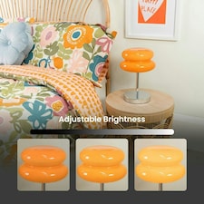 ValueLights Travis Dimmable Plated Orange Table Lamp with Orange Dome Shade and Integrated LED 2W White Mix 3000K Bulb