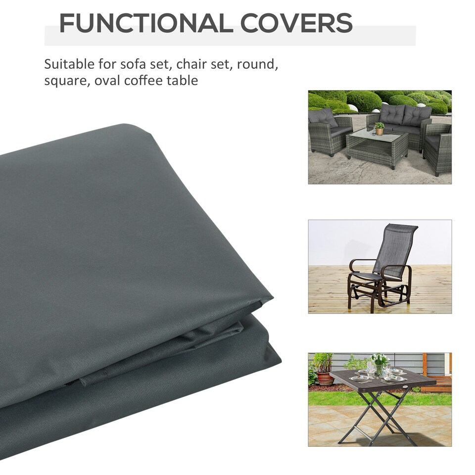 image 1 of Outsunny 200x86x82cm Patio Furniture Cover for Chairs Water Resistant Protection Grey