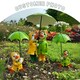 image 7 of Marco Paul 3pc Resin Ducks Family With Umbrellas Garden Ornaments