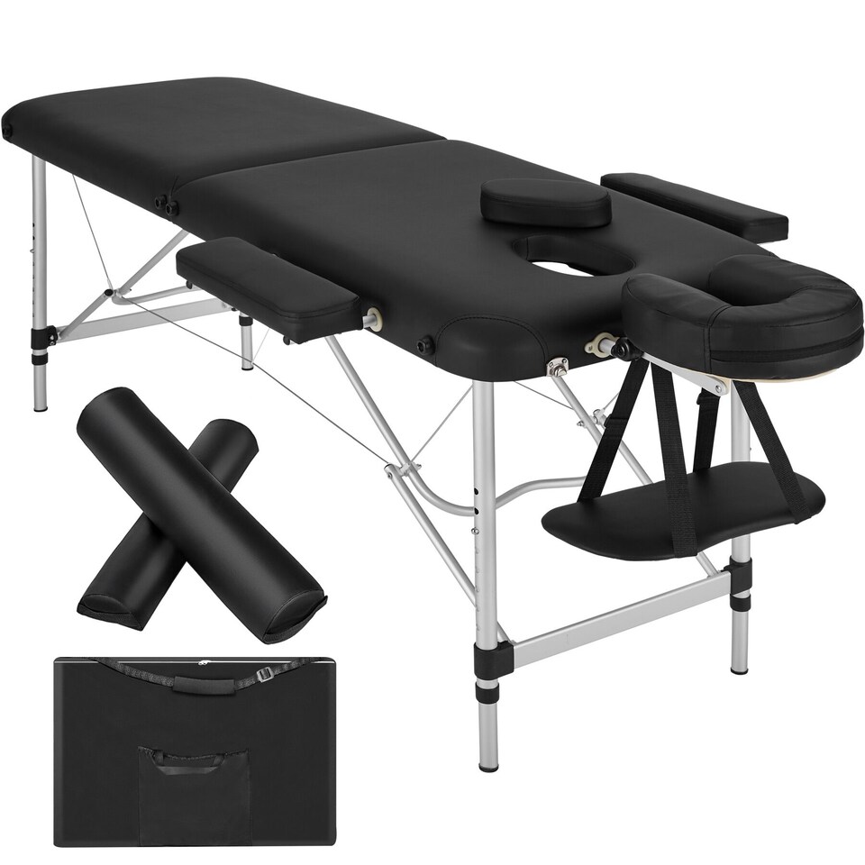 image 1 of Massage Table Set Massage Bench Massage Table 2 Zone Massage Bed Cosmetic Lounger Bag Bolsters Head And Armrests | Black | black | 1