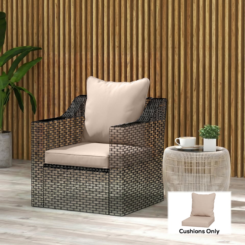 image 1 of Outsunny Cushion Set with Seat & Back Pad, CUSHION ONLY, Beige