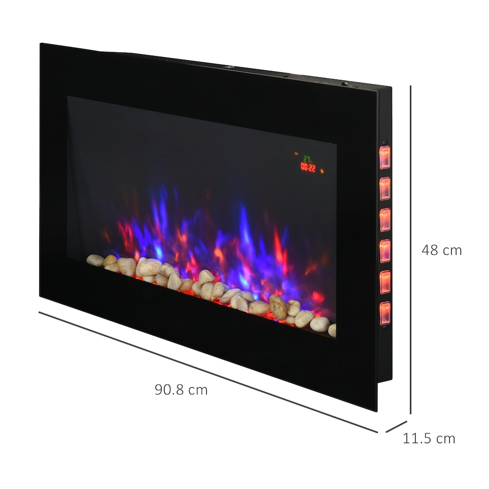image 1 of HOMCOM 1000W/2000W LED Electric Fireplace Automatic Function Remote Timer Safe