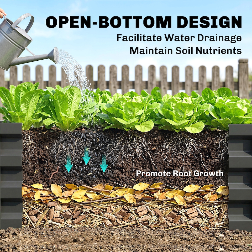 image 1 of Outsunny 216L Metal Raised Garden Bed Elevated Planter Box for Flowers Grey