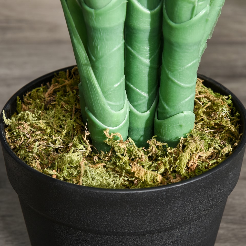 image 1 of Outsunny 125cm4FT Artificial Palm Plant Decorative Tree with Nursery Pot, Fake Plastic Indoor Home Office Decor, Green