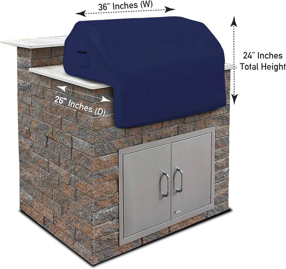 image 1 of Covers&All Built-in Outdoor Grill Cover, Durable 12 Oz Waterproof Cover Max Material with Air Pocket, 36 in W x 26 in D x 24 in H, Blue