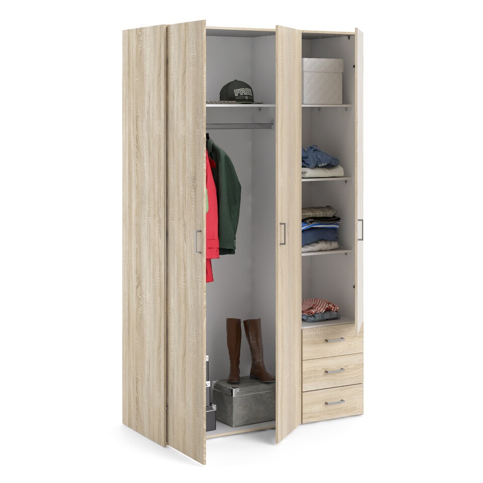image 1 of Space Wardrobe 3 Doors 3 Drawers in Oak 2000