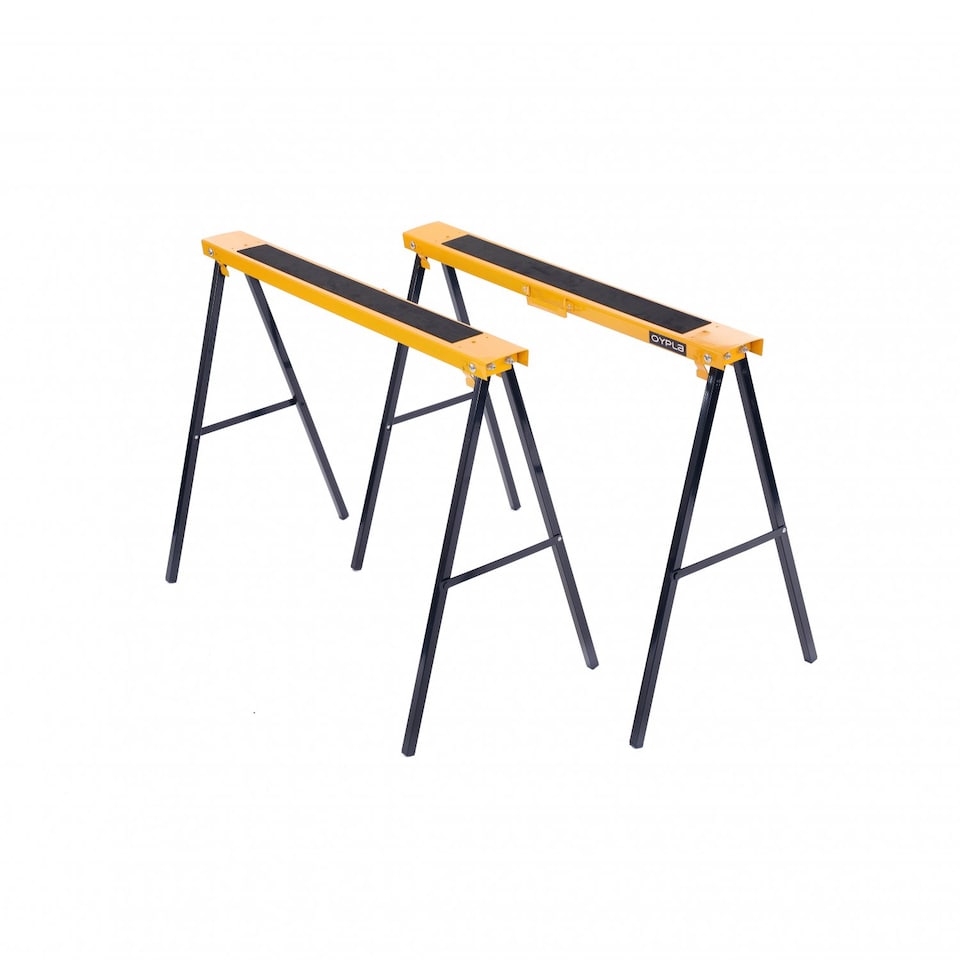 image 1 of 2x Saw DIY Garage Work Bench Carpentry Building Trestles Load 100KG | Yellow