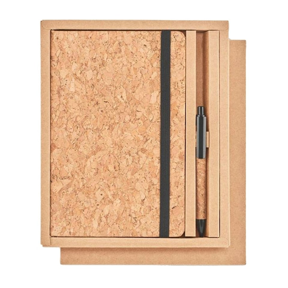 image 1 of MidOcean Suber Cork A5 Notebook with Pen Set - Black - One Size