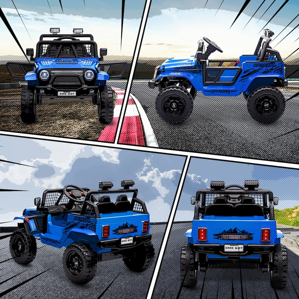 image 1 of AIYAPLAY Kids Ride On Car, 12V Electric Truck w/ Suspension, Blue