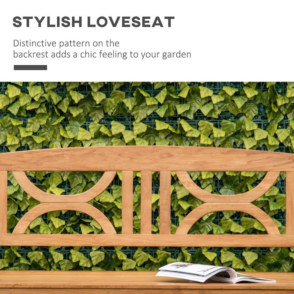 image 1 of Outsunny 2-Seater Wooden Garden Bench Outdoor Patio Loveseat Natural
