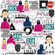 Squid Game Deluxe Assorted Designs Stickers (Pack of 50) - Multicoloured - One Size
