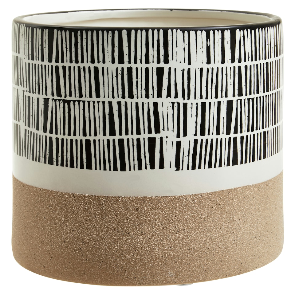 image 1 of Interiors by Premier Large Striped Planter, Ceramic planter For Indoor Plants, Home Décor with Indoor flower pot for Living Room Multi