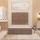 image 1 of Divan Bed Base with 2 Drawers & Plain Floor Standing Headboard Plush Velvet | Brown | Beige