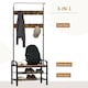 image 3 of HOMCOM Coat Rack Stand Industrial hallway Shoe Rack Removable Hooks Metal Wood Hangers Storage Cabinet Rustic Brown
