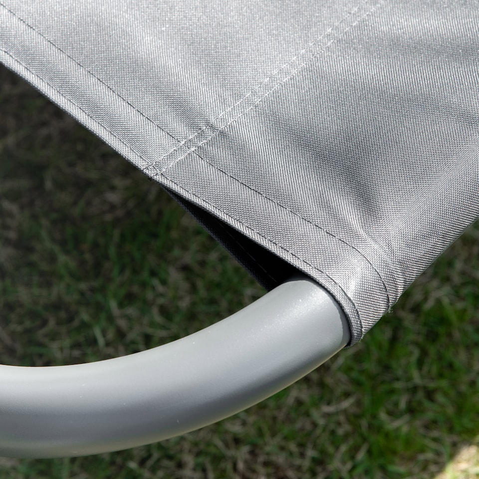 image 1 of Outsunny Double Sun Lounger with Adjustable Detachable Canopy, Portable Garden Daybed for 2 with Wheels, Outdoor Sunbed Hammock with 2 Pillows, 220 KG Max. Load, Grey