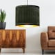 image 8 of Set of 2 Sundance - Dark Green Velvet Pleated 25cm Lamp Shades with Gold Inner | Green | Gold | Medium | 2