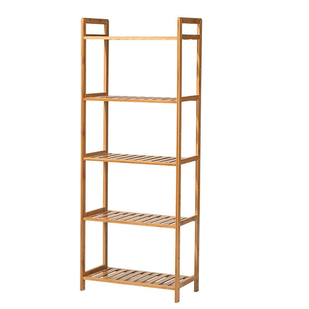 Living and Home 5 Tier Bamboo Wood Storage Shelf Rack-50cm W x 25cm D x 128cm H