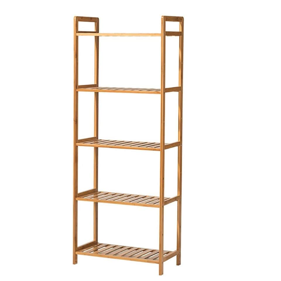 image 1 of Living and Home 5 Tier Bamboo Wood Storage Shelf Rack-50cm W x 25cm D x 128cm H