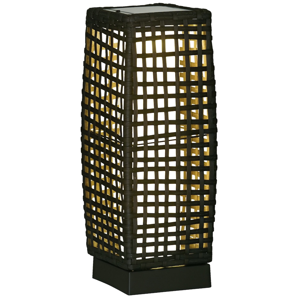 image 1 of Outsunny Outdoor Rattan Solar Lantern wtih Auto On/Off Solar Powered LED Lights
