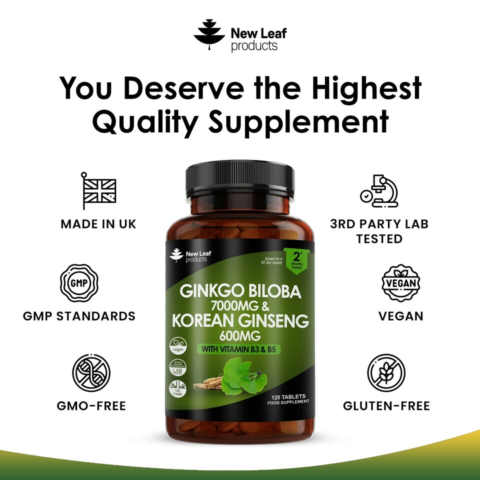 image 1 of Ginkgo Biloba, Korean Ginseng Tablets