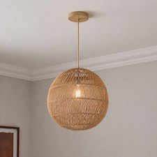 CGC ARIBA Brown 35cm Round Rattan Weave Lampshade