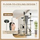 image 3 of PawHut Floor To Ceiling Cat Tree 6-Tier with Scratch Post Bed Hammock Grey