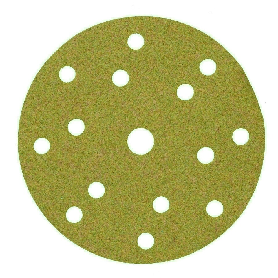 image 1 of 150mm Sanding Discs Aluminium Oxide Abrasive 180 Grit 15 Hole Hook + Loop 100pc