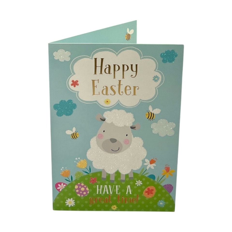 image 1 of Cute Lamb with Bees Design Open Easter Card