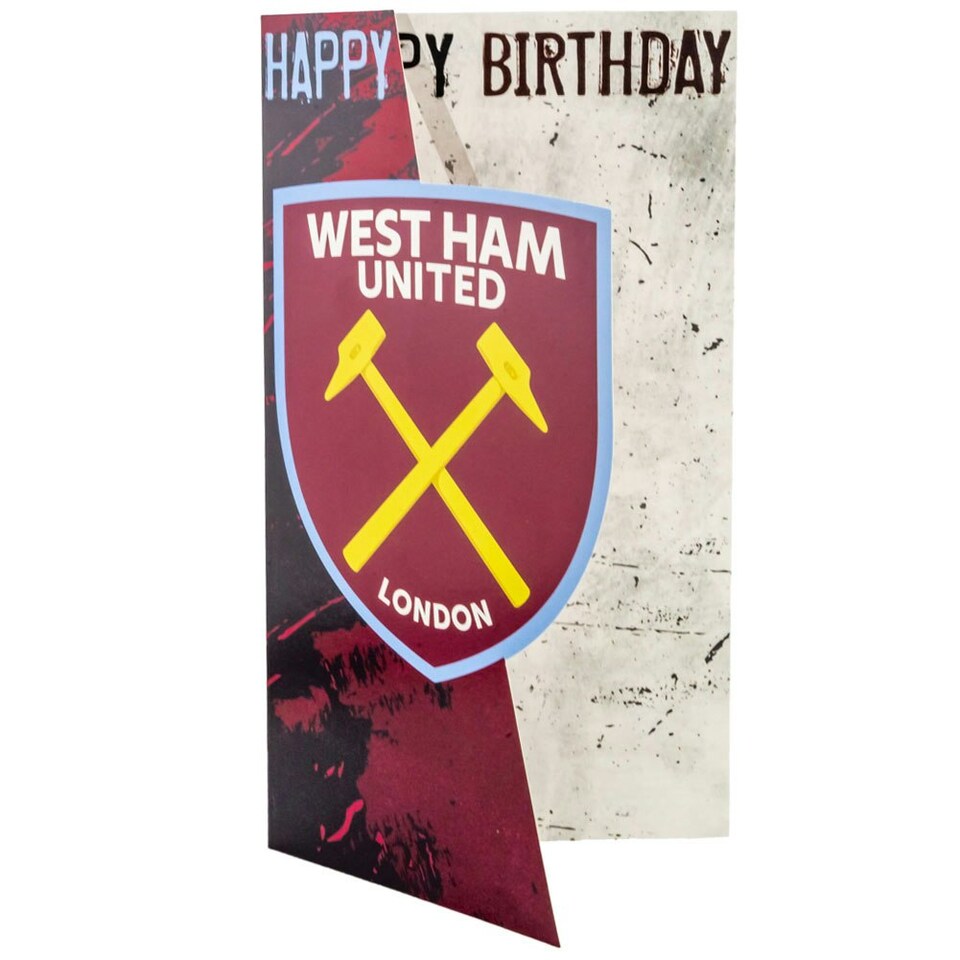 West Ham United FC Crest Birthday Card - Maroon/Yellow/White - One Size