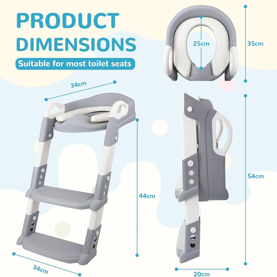 image 1 of Alivio 2-in-1 Kids Potty Training Seat with Adjustable Ladder and Foldable Potty