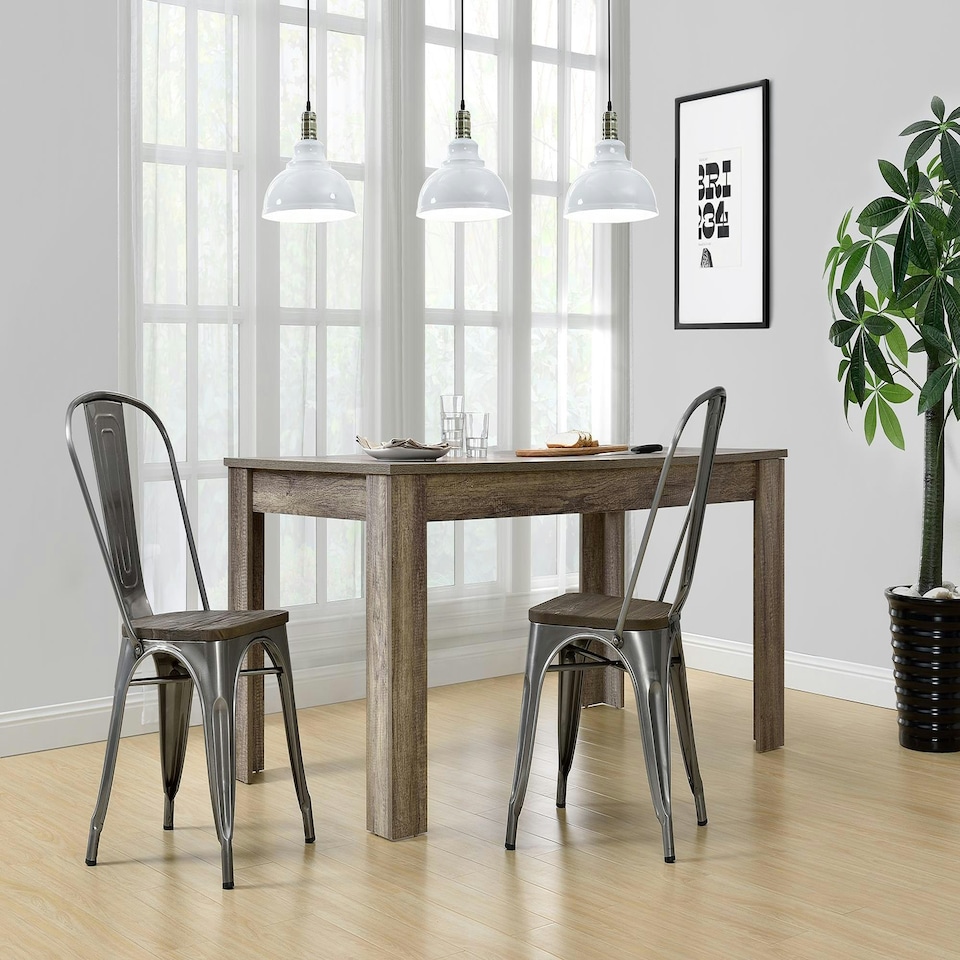 image 1 of Fusion Dining Chair in Metal in Gun metal, 2 pieces Grey | Gun colour