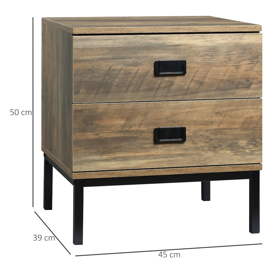 image 1 of HOMCOM Retro Bedside Table Metal Frame Bedroom Side Table