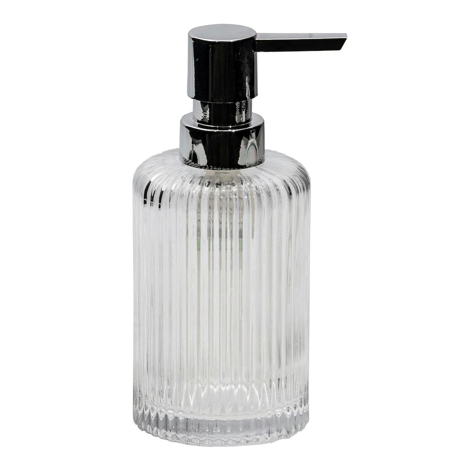 Showerdrape Regent Ribbed Glass Chrome Liquid Soap Dispenser