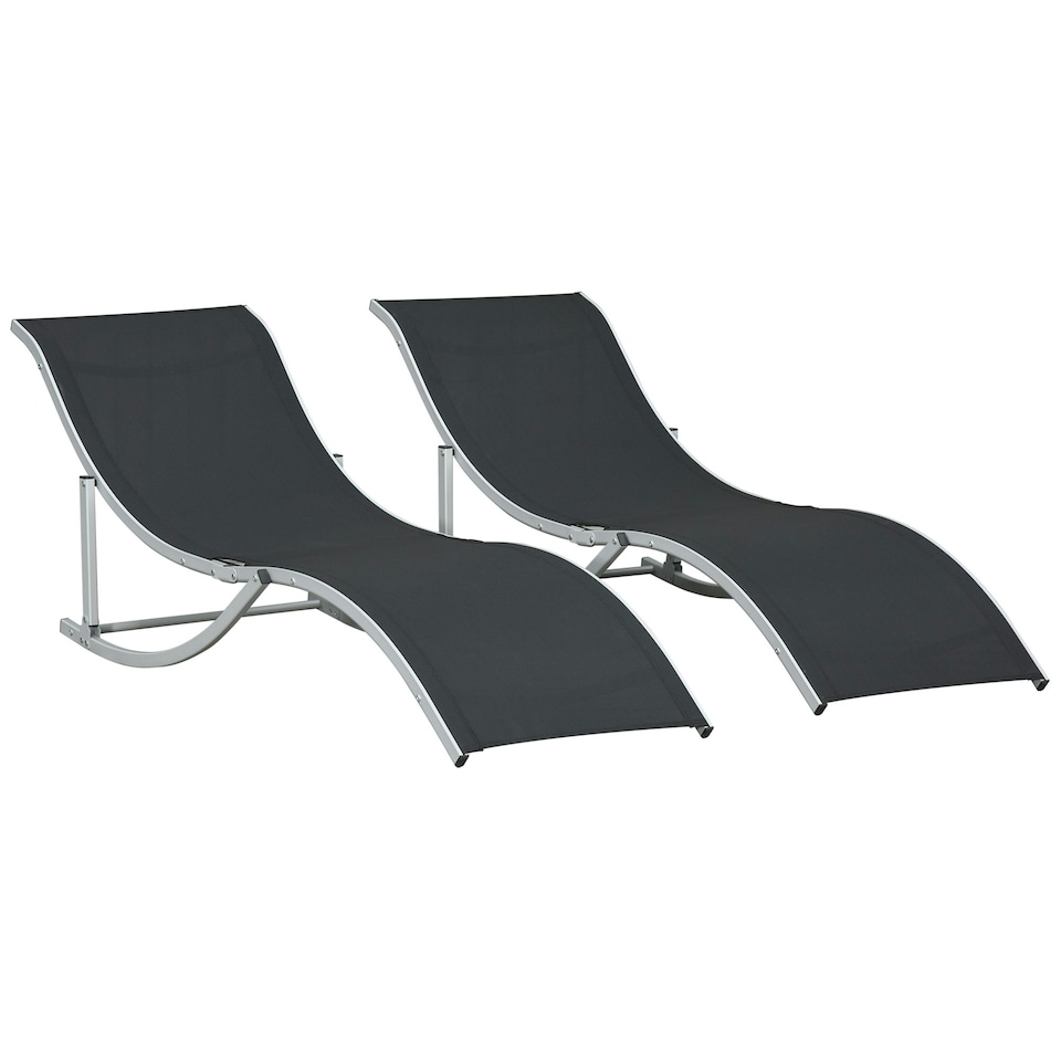 image 1 of Outsunny Set of 2 Zero Gravity Lounge Chair Recliners Sun Lounger Black