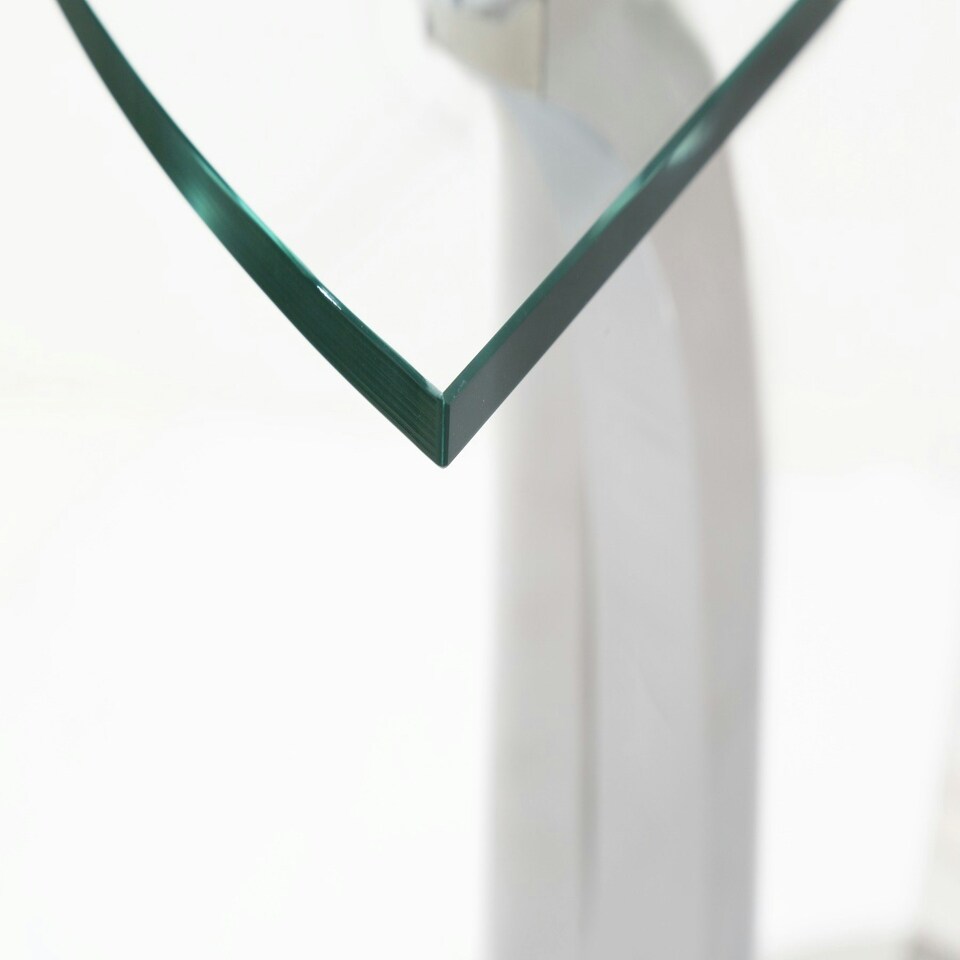 image 1 of Naples Semi Circle Glass Console Table Silver | Clear