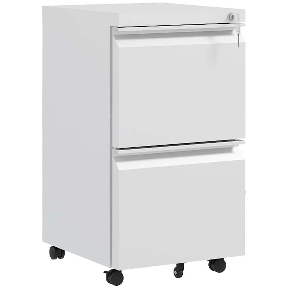 image 1 of Vinsetto 2-Drawer Mobile Filing Cabinet, Steel Lockable File Cabinet for Letter, A4 and Legal Size, Pre-Assembled Body, White